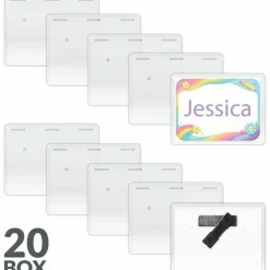 C-Line Magnetic Name Badge Holder Kit, Horizontal, 4w x 3h, Clear, 20/Box