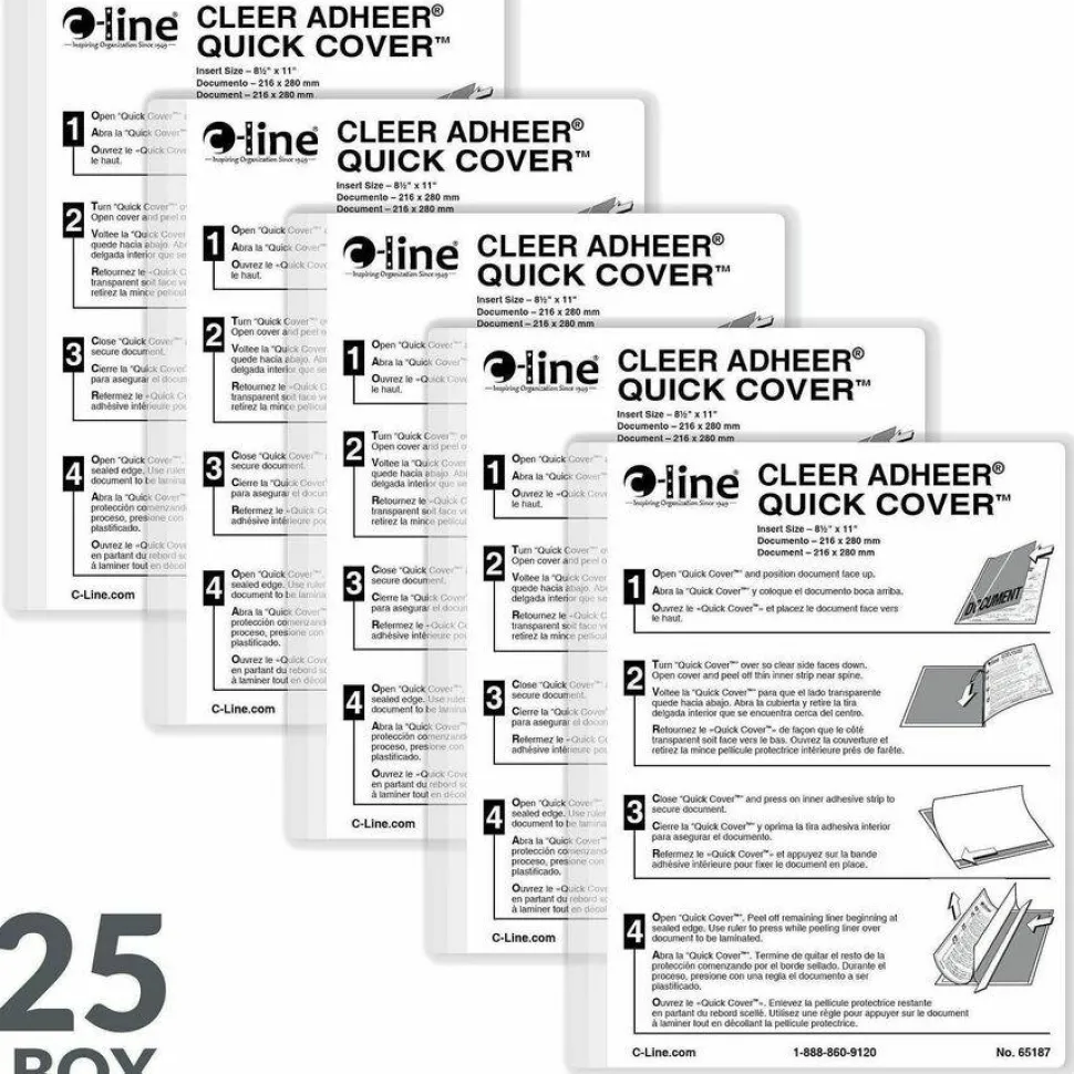 C-Line Quick Cover Laminating Pockets, 12 mil, 9.13" x 11.5", Gloss Clear, 25/Box