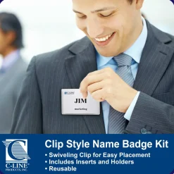 C-Line Sealed Clip Style Badge Holder Kit, Top Loading, 3