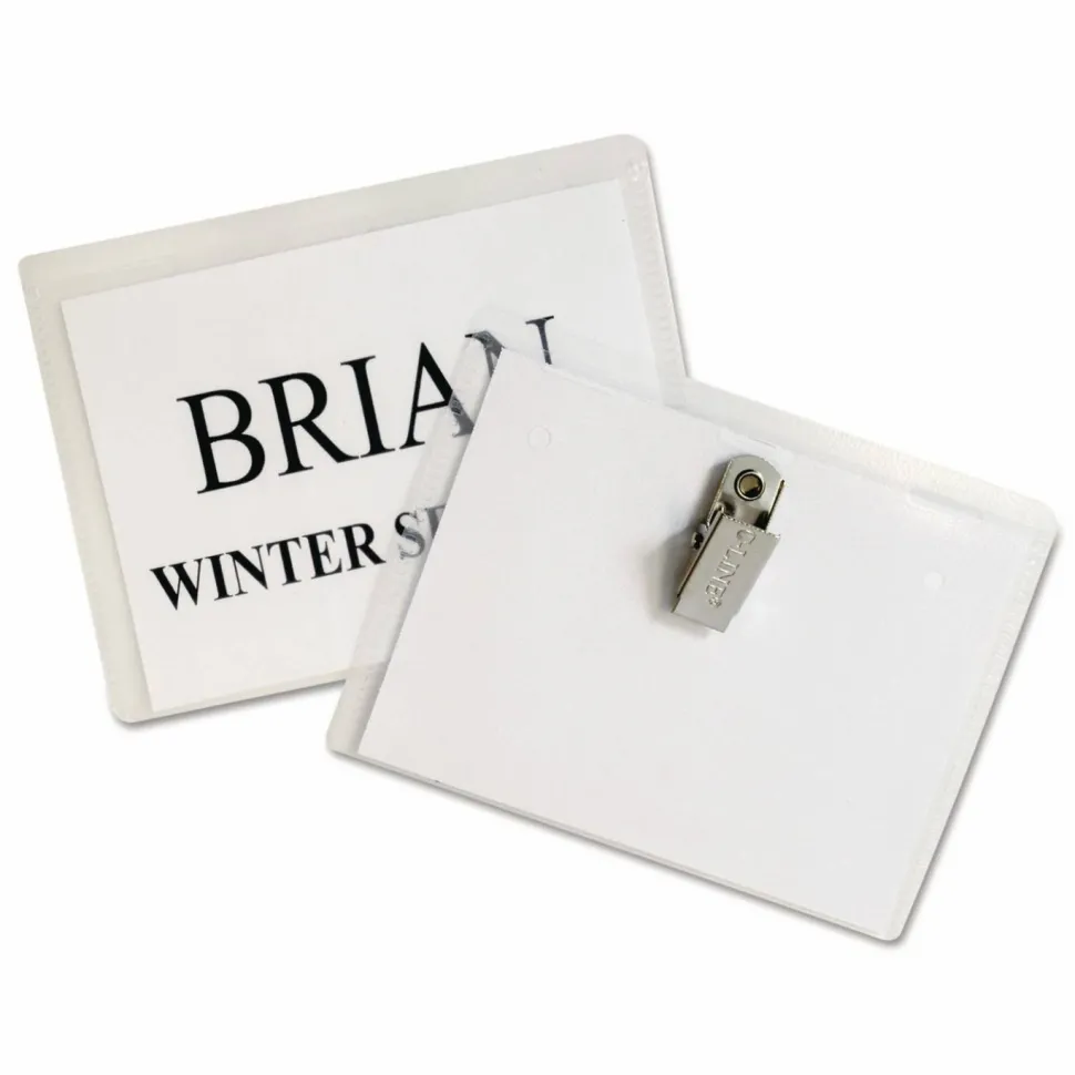 C-Line Sealed Clip Style Badge Holder Kit, Top Loading, 3" x 4"
