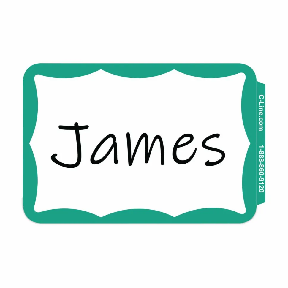 C-Line Self-Adhesive Name Badges, 3.5 x 2.25, Green, 100/Box