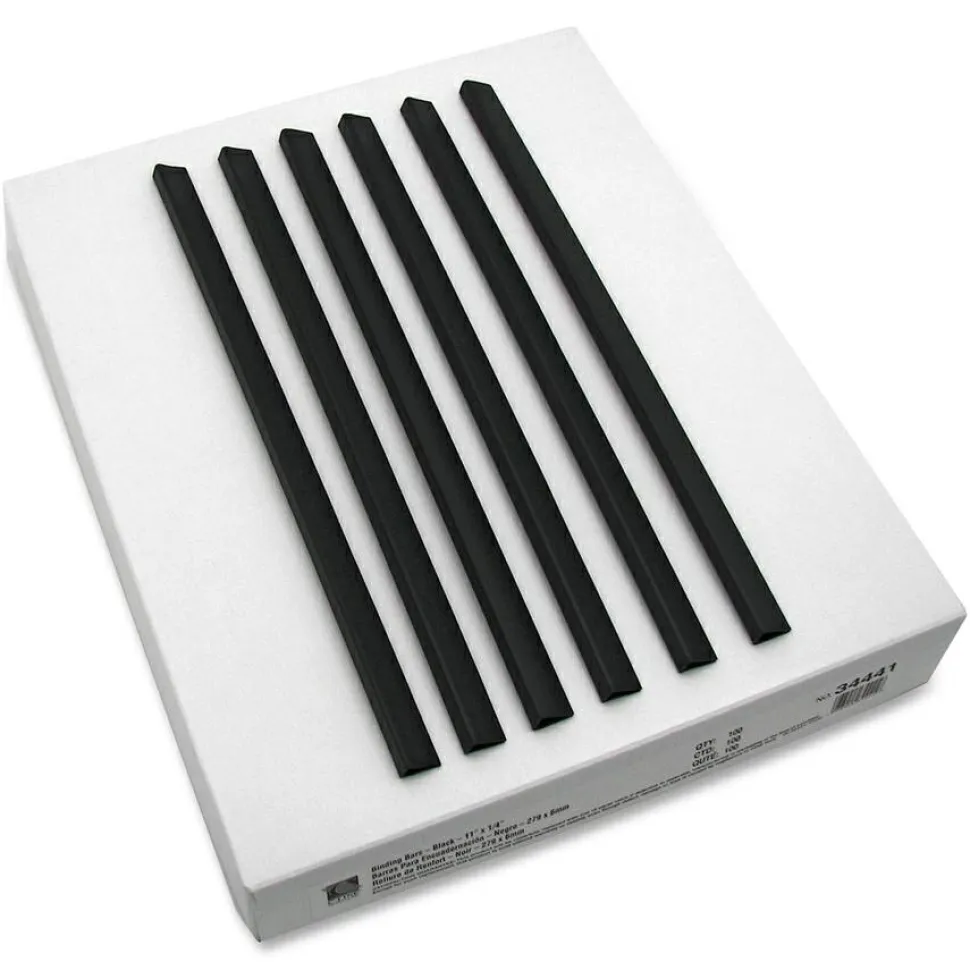 C-Line Slide 'N Grip Binding Bars, 40-Sheet Capacity, 11" x 0.25", Black, 100/Box