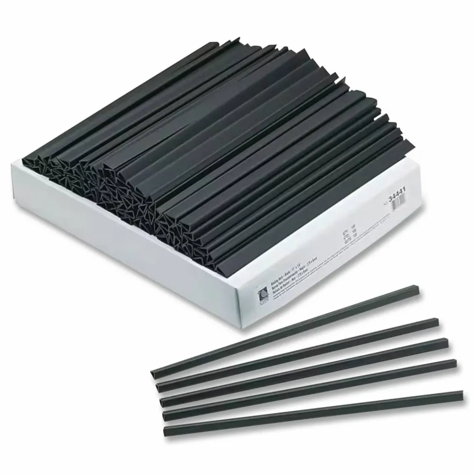 C-Line Slide 'N Grip Binding Bars, 40-Sheet Capacity, 11" x 0.25", Black, 100/Box