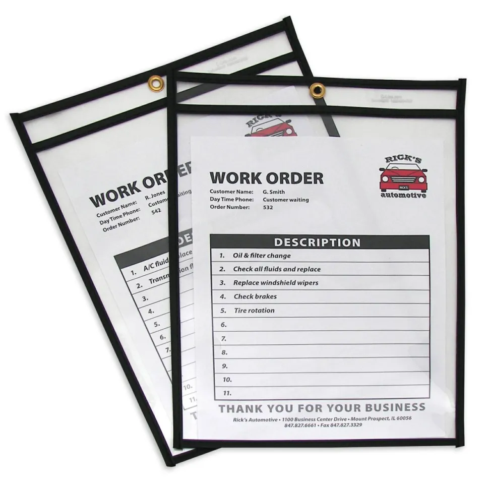 C-Line Stitched Vinyl Shop Ticket Holders, 9" x 12", Clear, Box Of 25
