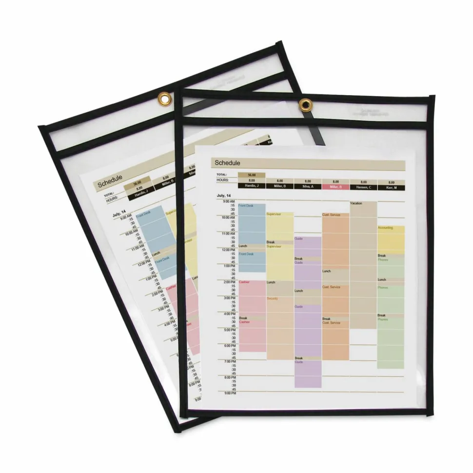 C-Line Stitched Vinyl Shop Ticket Holders, 9" x 12", Clear, Box Of 25