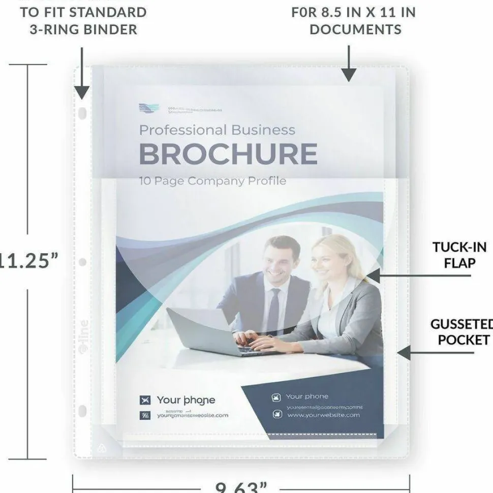 C-Line Super Capacity Super Heavyweight Vinyl Sheet Protectors with Tuck-In Flap - Clear, Top Loading, 11 x 8-1/2, 10/PK, 61027
