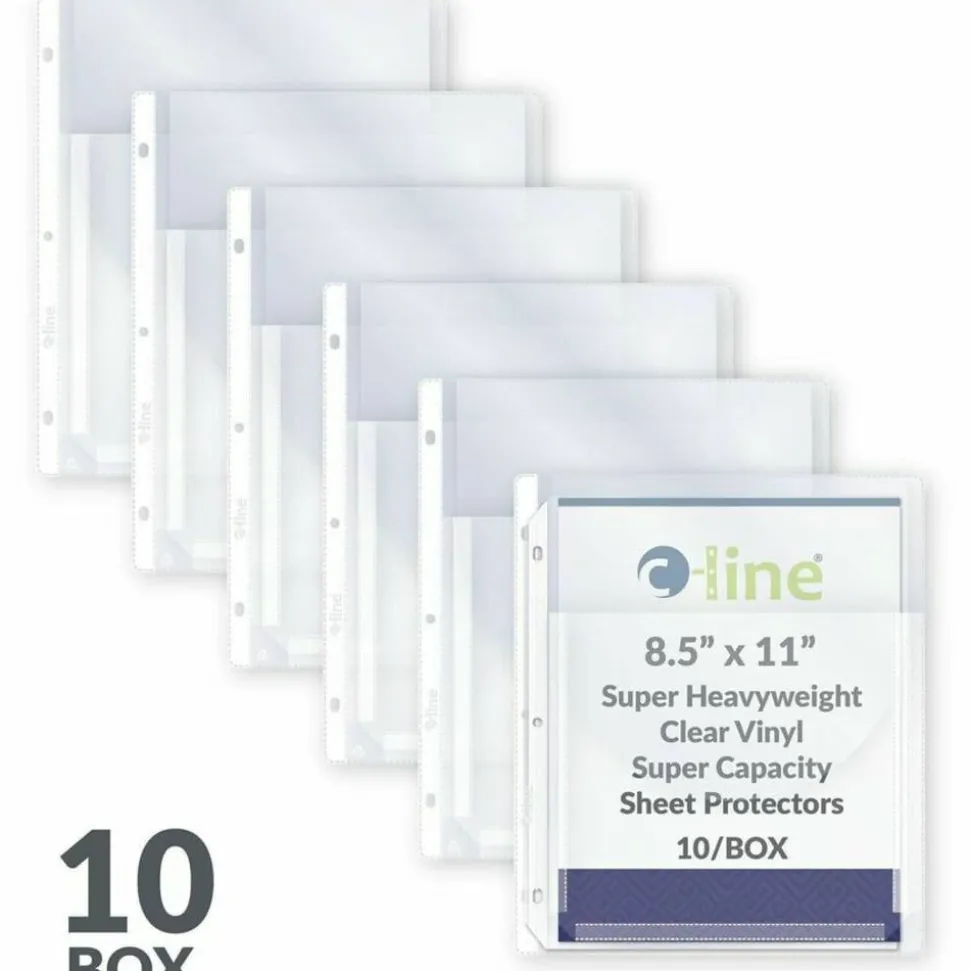 C-Line Super Capacity Super Heavyweight Vinyl Sheet Protectors with Tuck-In Flap - Clear, Top Loading, 11 x 8-1/2, 10/PK, 61027