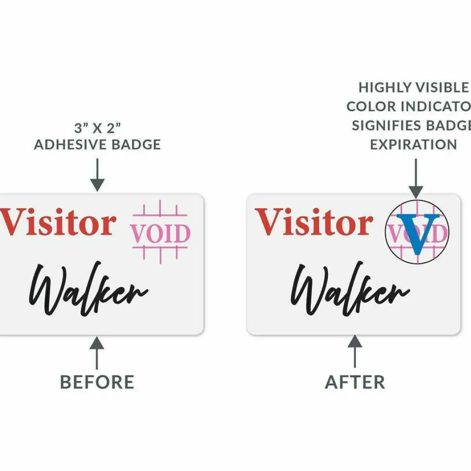 C-Line Time's Up! Self-Expiring Visitor Badges, One-Day Badge, 3" x 2", White, 100/Box