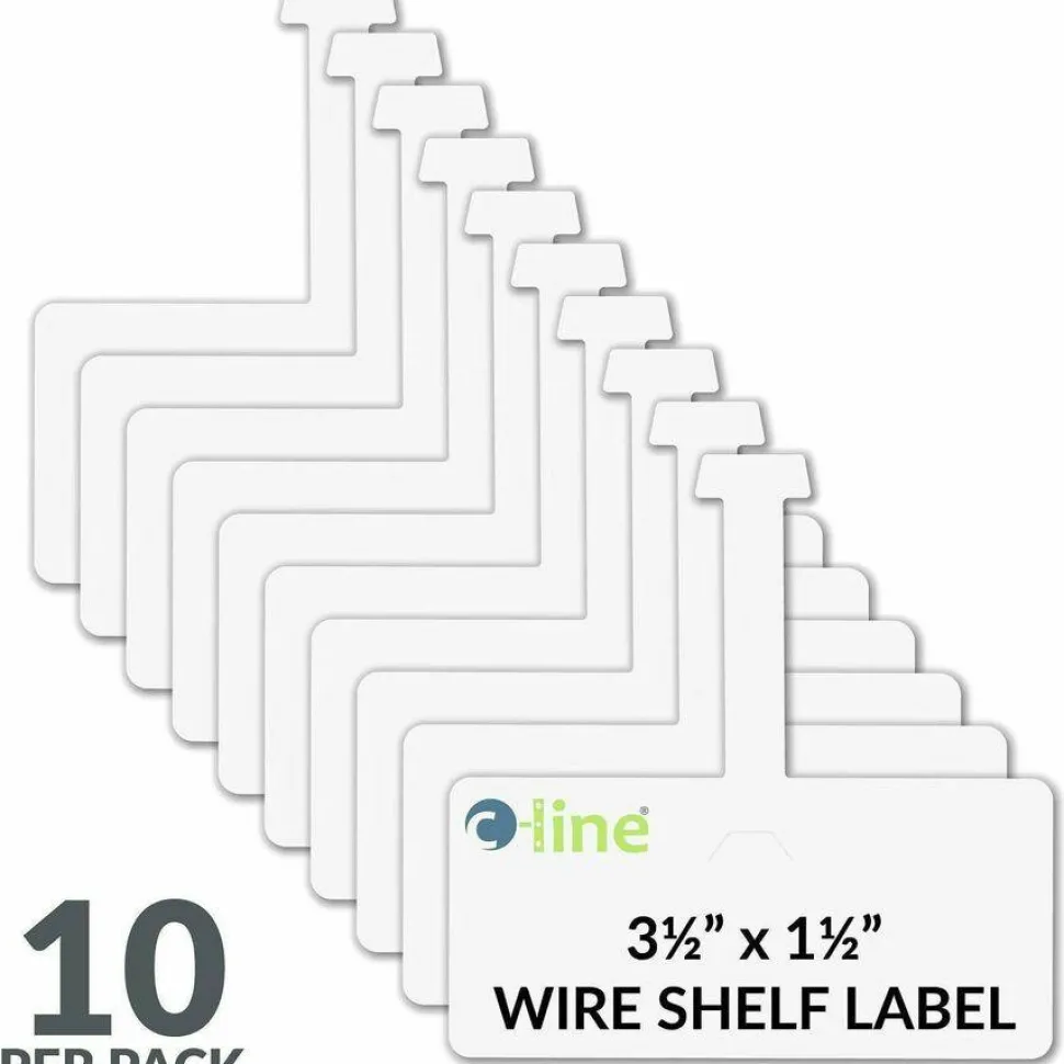 C-Line Wire Rack Shelf Tag, Side Load, 3.5 x 1.5, White, 10/Pack