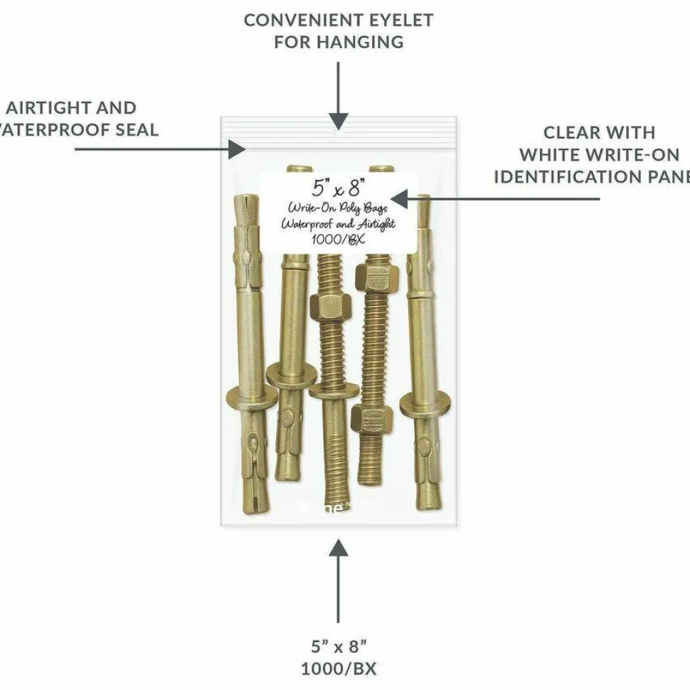 C-Line Write-On Poly Bags - 5 x 8, 1000/BX, 47258