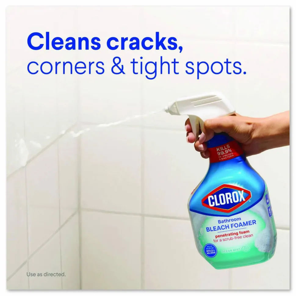 Clorox Bathroom Foamer with Bleach, Ocean Mist Scent, 30 oz Spray Bottle, 9/Carton
