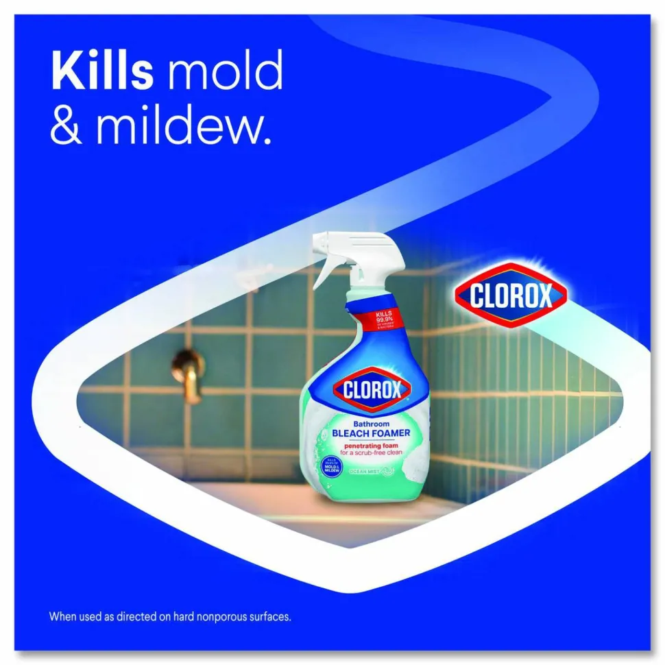 Clorox Bathroom Foamer with Bleach, Ocean Mist Scent, 30 oz Spray Bottle, 9/Carton