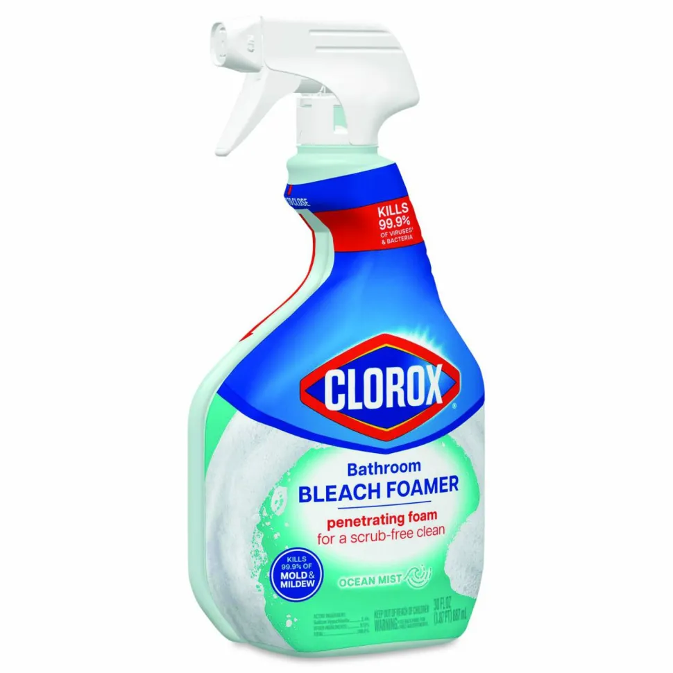 Clorox Bathroom Foamer with Bleach, Ocean Mist Scent, 30 oz Spray Bottle, 9/Carton