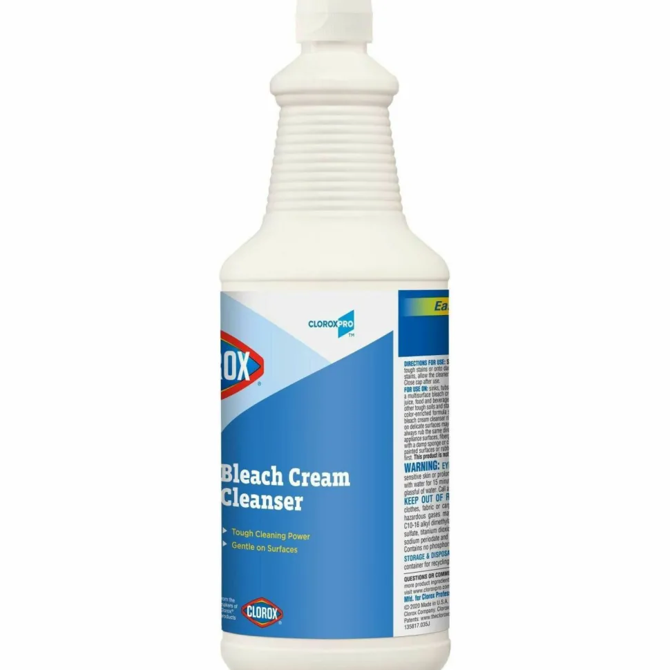 Clorox Bleach Cream Cleanser - Cream Cleanser - 32 fl oz (1 quart) - 8 / Carton - Clear
