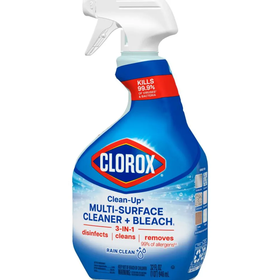 Clorox Clean-Up Multi-Surface Cleaner with Bleach, Rain Clean, Spray Bottle, 32 Fluid Ounces, Pack of 9 (30058)