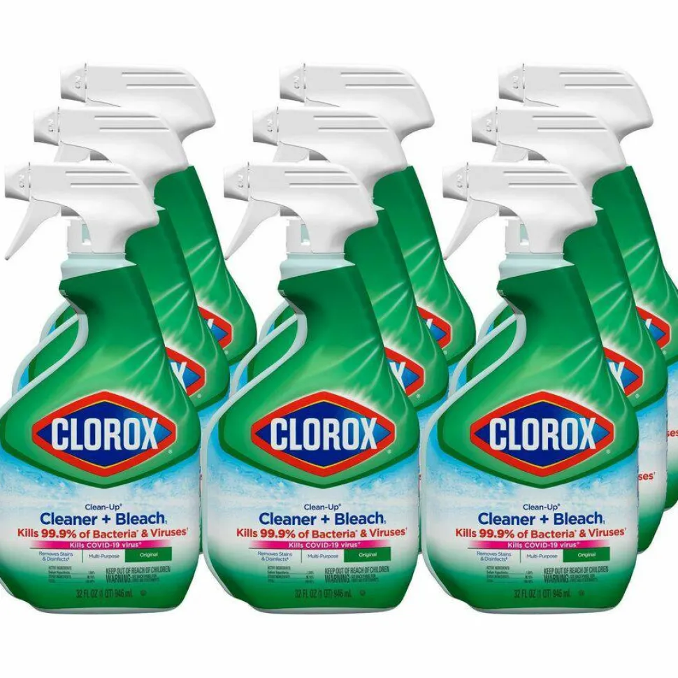 Clorox Clean-Up Multi-Surface Cleaner with Bleach, Original Scent, 32 oz Spray Bottle, 9/Carton