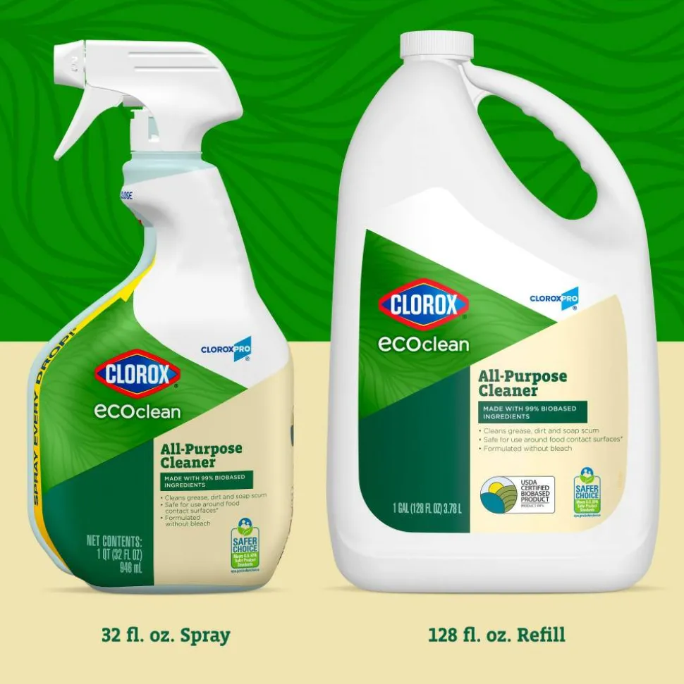 Clorox CloroxPro EcoClean All-Purpose Cleaner Spray Bottles, 32 Oz, Pack Of 9 Bottles
