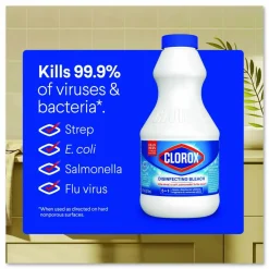 Clorox Concentrated Regular Disinfecting Bleach, Unscented, 24 oz Bottle, 12/Carton