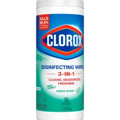 Clorox Disinfecting Bleach Free Cleaning Wipes, Fresh Scent, 35 Wipes Per Canister, Box Of 12 Canisters