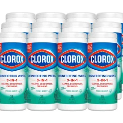 Clorox Disinfecting Bleach Free Cleaning Wipes, Fresh Scent, 35 Wipes Per Canister, Box Of 12 Canisters