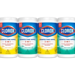 Clorox Disinfecting Cleaning Wipes Variety Pack, Bleach Free, Fresh Scent and Crisp Lemon, 75 Count Each, Pack of 4