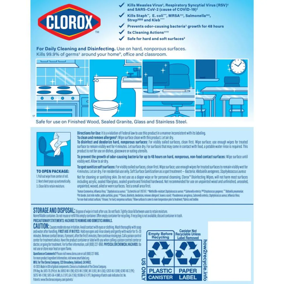 Clorox Disinfecting Wipes, Bleach Free Cleaning Wipes – Crisp Lemon - 35 Count (01594)