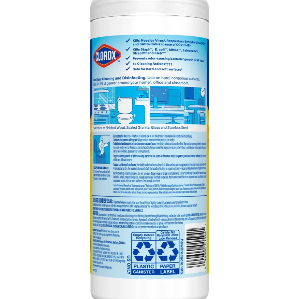 Clorox Disinfecting Wipes, Bleach Free Cleaning Wipes – Crisp Lemon - 35 Count (01594)