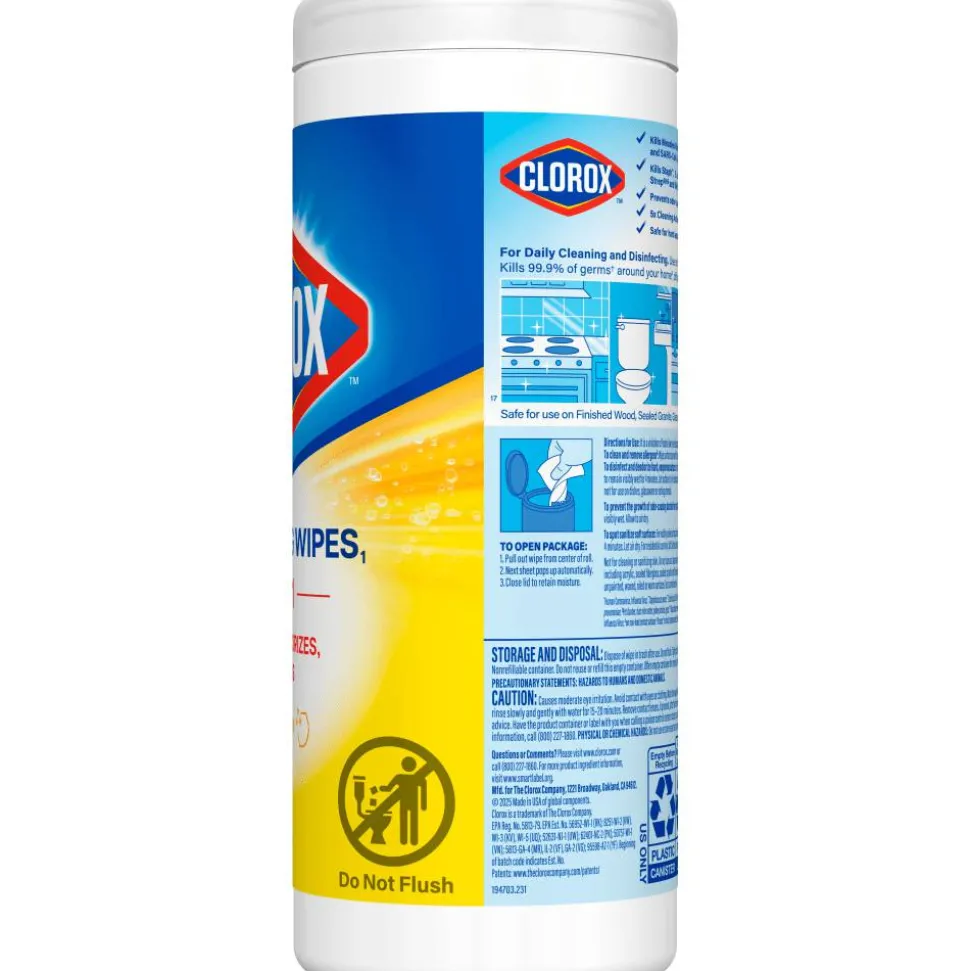 Clorox Disinfecting Wipes, Bleach Free Cleaning Wipes – Crisp Lemon - 35 Count (01594)