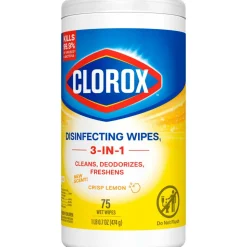 Clorox Disinfecting Wipes, Bleach Free Cleaning Wipes – Crisp Lemon - 75 Count (Pack of 6)