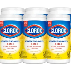 Clorox Disinfecting Wipes, Bleach Free Cleaning Wipes – Crisp Lemon - 75 Count (Pack of 6)