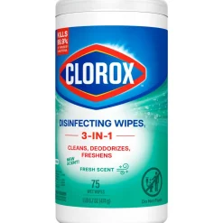 Clorox Disinfecting Wipes, Bleach Free Cleaning Wipes Fresh - 75 Wipes per Canister, 6 Canisters
