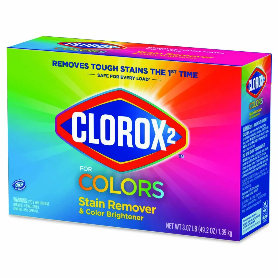 Clorox 2 for Colors Stain Remover and Color Brightener Powder, Original Scent, 49.2 oz Box, 4/Carton