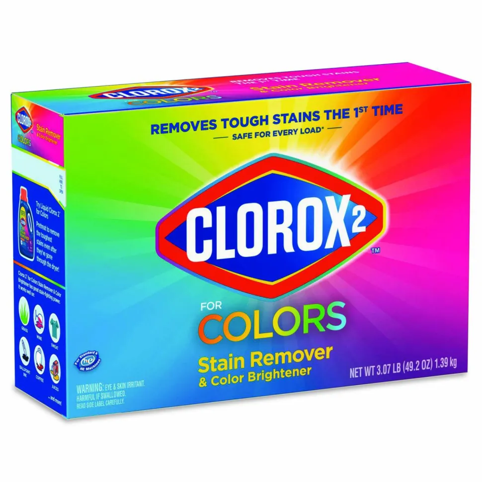 Clorox 2 for Colors Stain Remover and Color Brightener Powder, Original Scent, 49.2 oz Box, 4/Carton