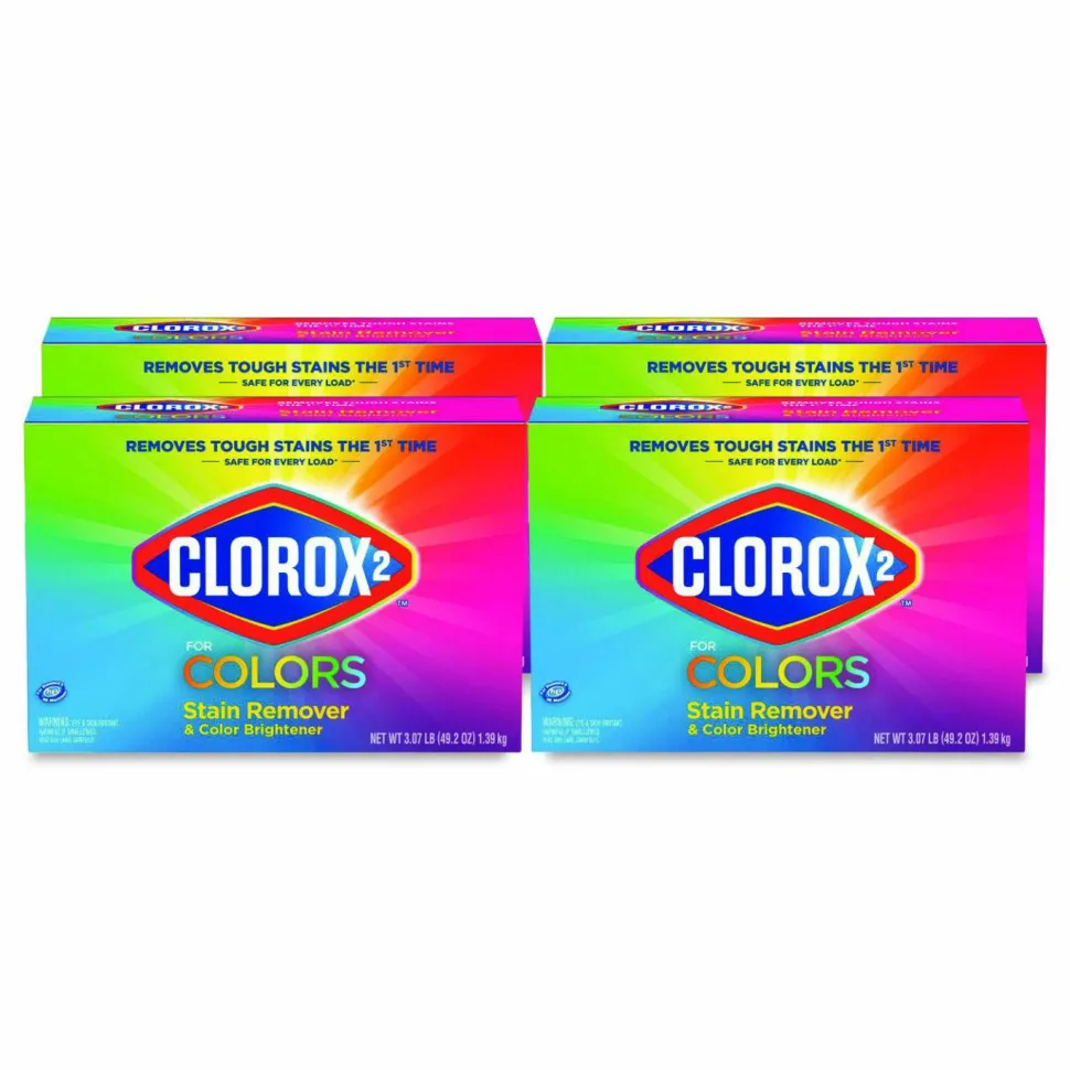Clorox 2 for Colors Stain Remover and Color Brightener Powder, Original Scent, 49.2 oz Box, 4/Carton