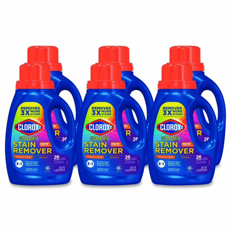 Clorox 2 For Colors Stain Remover and Laundry Additive, Bleach Free, Original Scent, 33 oz Bottle, 6/Carton