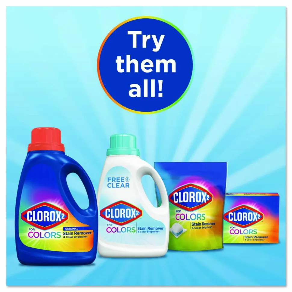 Clorox 2 For Colors Stain Remover and Laundry Additive, Bleach Free, Original Scent, 33 oz Bottle, 6/Carton
