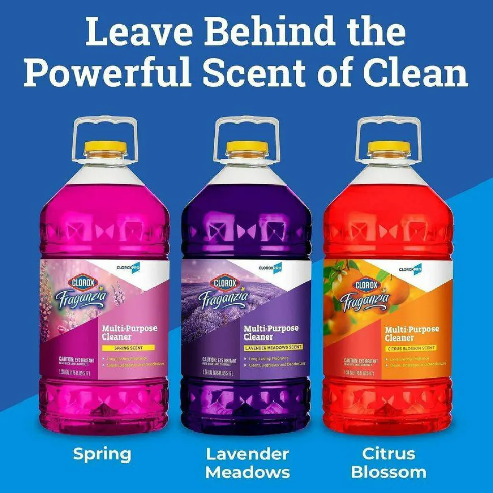 Clorox Fraganzia Multi-Purpose Cleaner, Spring Scent, 175 oz Bottle, 3/Carton