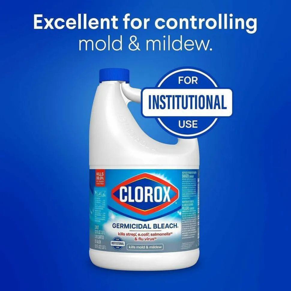 Clorox Germicidal Bleach Concentrate, Regular Scent, 121 Oz, White, Carton Of 3 Jugs