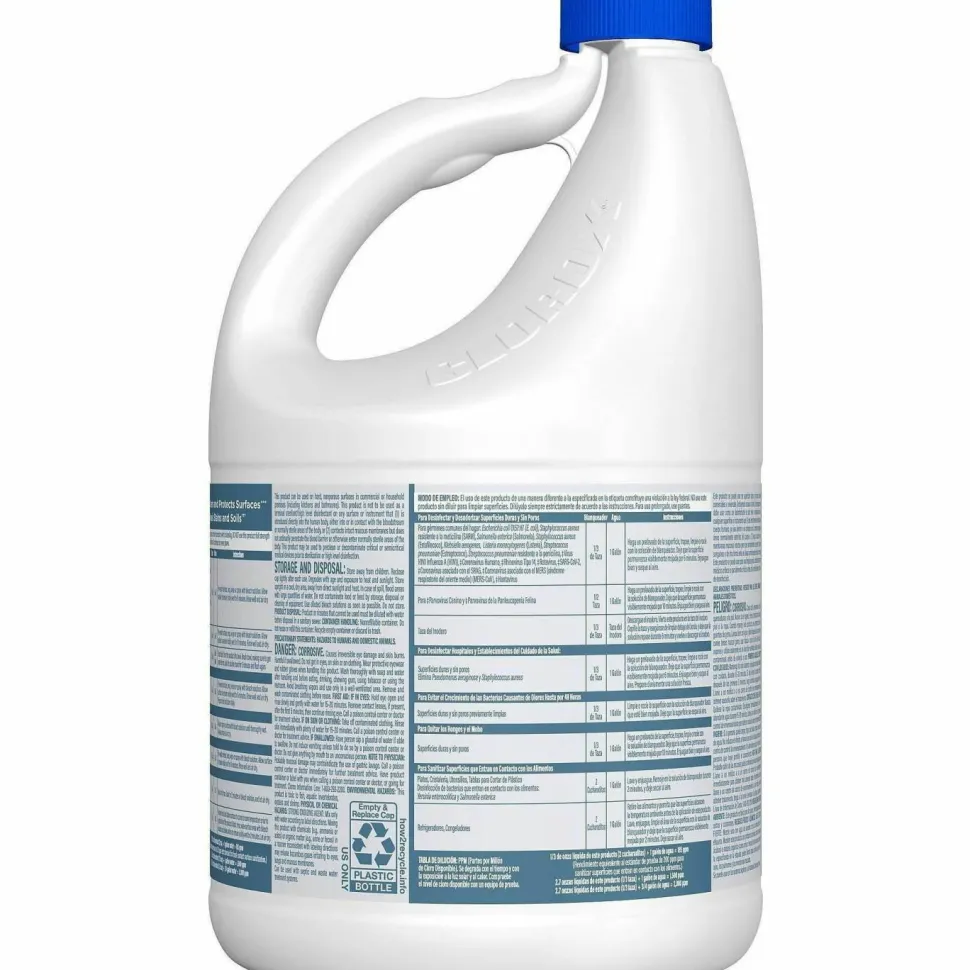 Clorox Germicidal Bleach Concentrate, Regular Scent, 121 Oz, White, Carton Of 3 Jugs