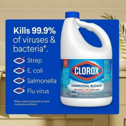 Clorox Germicidal Bleach Concentrate, Regular Scent, 121 Oz, White, Carton Of 3 Jugs