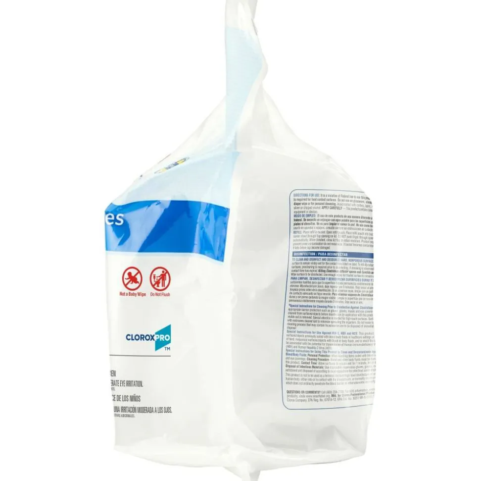 Clorox Healthcare Bleach Germicidal Wipes Refill - Ready-To-Use Wipe - 110 / Bag - 1 Each - White