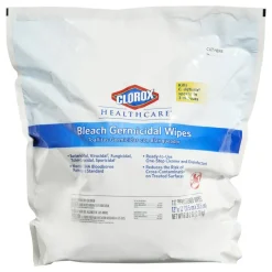 Clorox Healthcare Bleach Germicidal Wipes Refill - Ready-To-Use Wipe - 110 / Bag - 1 Each - White