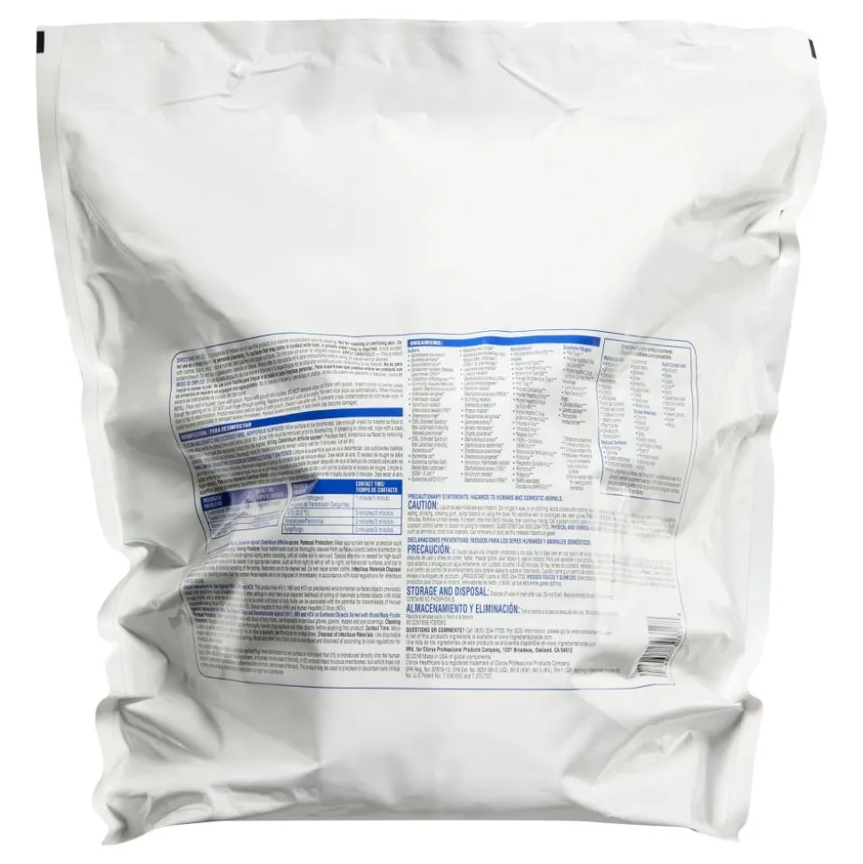 Clorox Healthcare Bleach Germicidal Wipes Refill - Ready-To-Use Wipe - 110 / Bag - 1 Each - White