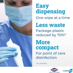 Clorox Healthcare Bleach Germicidal Wipes Refill - Ready-To-Use Wipe - 110 / Bag - 1 Each - White