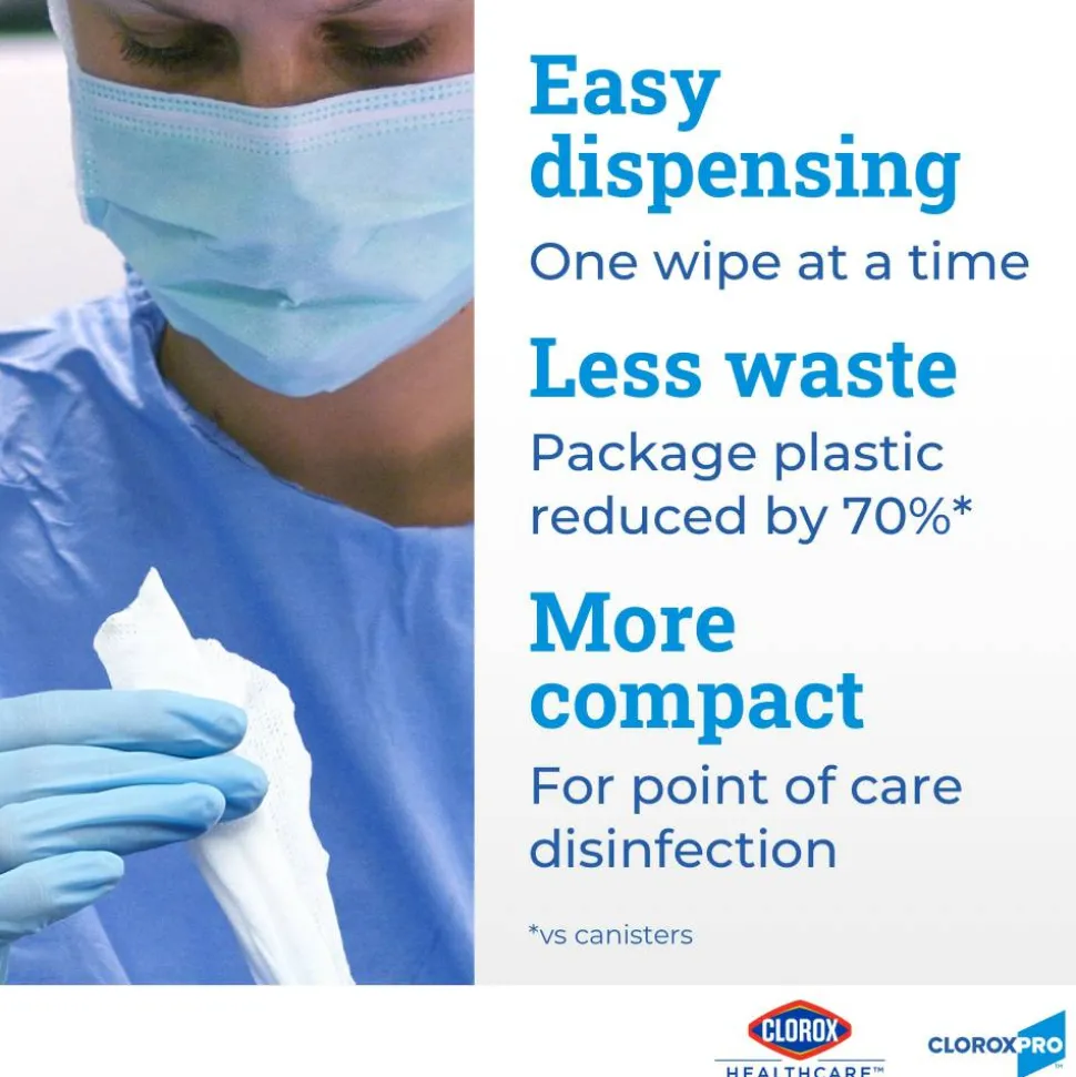 Clorox Healthcare Bleach Germicidal Wipes Refill - Ready-To-Use Wipe - 110 / Bag - 1 Each - White
