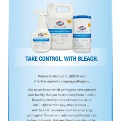 Clorox Healthcare Bleach Germicidal Wipes, 1-Ply, 12 x 12, Unscented, White, 110/Bucket, 2 Buckets/Carton