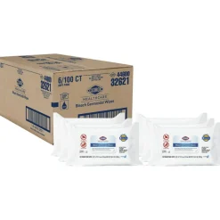 Clorox Healthcare Bleach Germicidal Wipes, 1-Ply, 6.75 x 9, Unscented, White, 100 Wipes/Flat Pack, 6 Packs/Carton