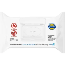 Clorox Healthcare Bleach Germicidal Wipes, 1-Ply, 6.75 x 9, Unscented, White, 100 Wipes/Flat Pack, 6 Packs/Carton