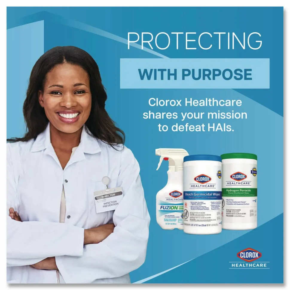 Clorox Healthcare Germicidal Wipes With Bleach, Unscented, 6" x 5", Pack Of 150 Wipes