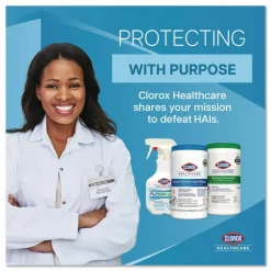 Clorox Healthcare Hydrogen Peroxide Cleaner Disinfectant Wipes, 12 x 11, Unscented, White, 185/Bucket, 2 Buckets/Carton